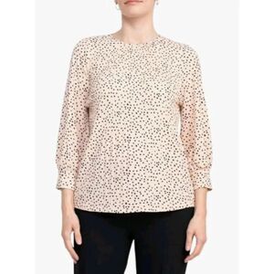 Adrianna Papell Crew Neck 3/4 Sleeve Pleated Crepe Top Size M Medium